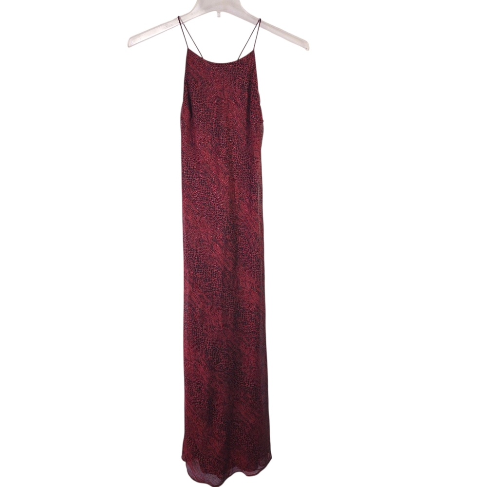 Blondie‎ Nites by Jaslene Red Black Animal Print Slip Dress Size 5/6 Juniors 90s